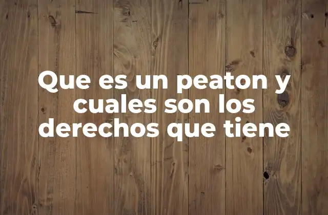 Que es un Peaton y Cuales Son los Derechos que Tiene