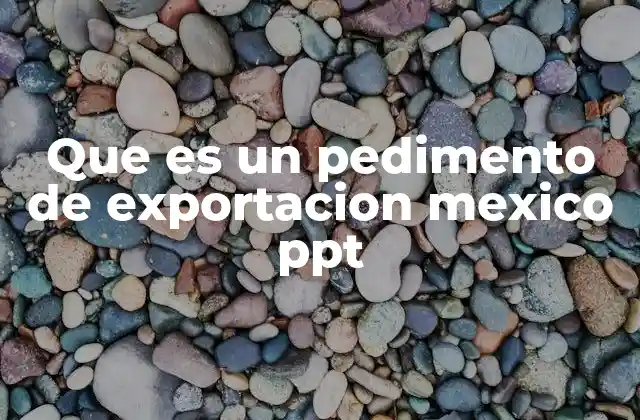 Que es un Pedimento de Exportacion Mexico Ppt