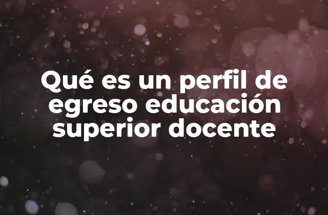 Qué es un Perfil de Egreso Educación Superior Docente