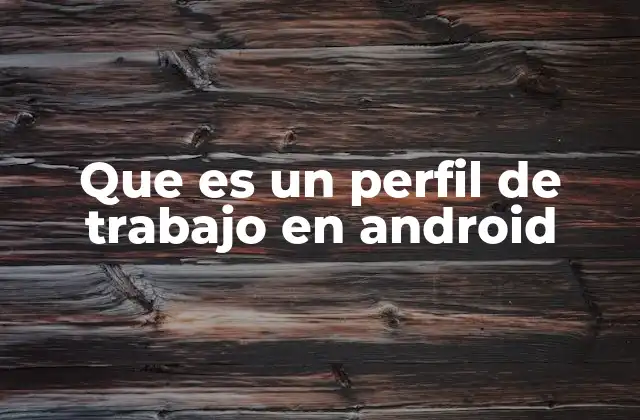 Que es un Perfil de Trabajo en Android