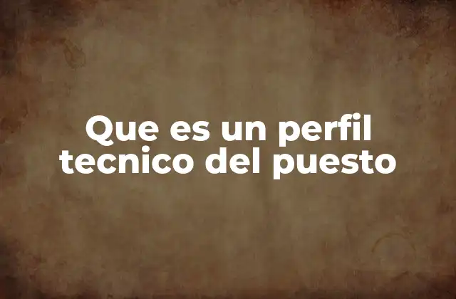 Que es un Perfil Tecnico Del Puesto