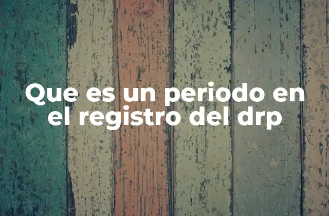 Que es un Periodo en el Registro Del Drp