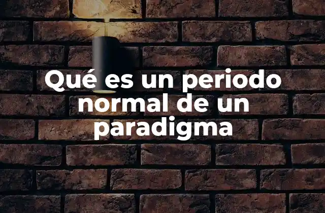 Qué es un Periodo Normal de un Paradigma 2 El funcionamiento de la ciencia en el periodo normal