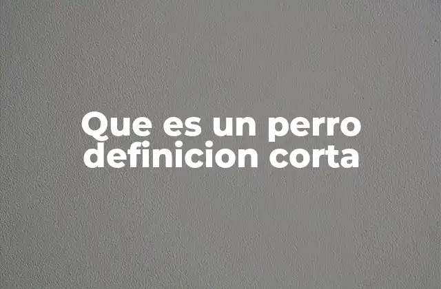 Que es un Perro Definicion Corta