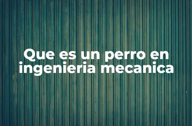 Que es un Perro en Ingenieria Mecanica