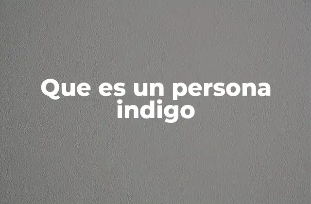Que es un Persona Indigo