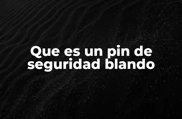Que es un Pin de Seguridad Blando