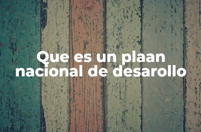 Que es un Plaan Nacional de Desarollo