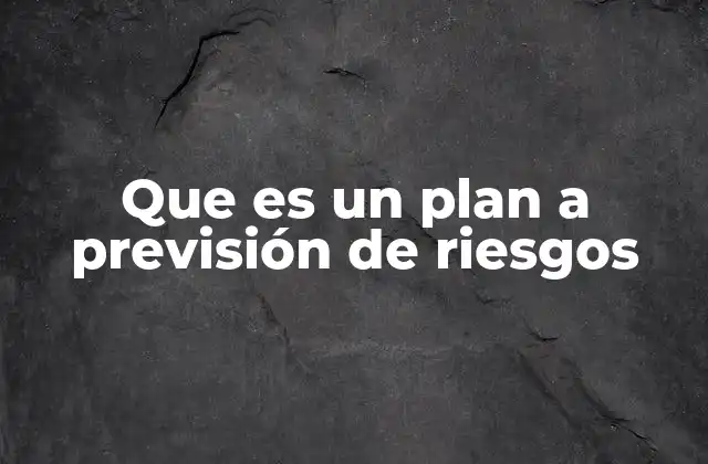 Que es un Plan a Previsión de Riesgos