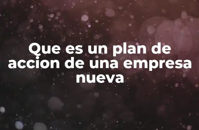 Que es un Plan de Accion de una Empresa Nueva