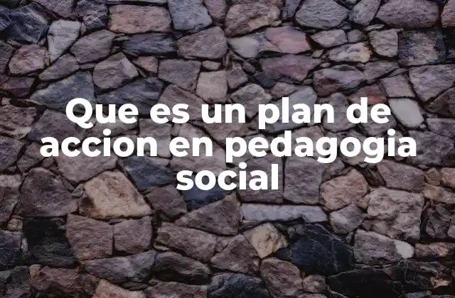 Que es un Plan de Accion en Pedagogia Social