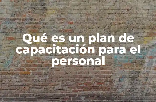 Qué es un Plan de Capacitación para el Personal