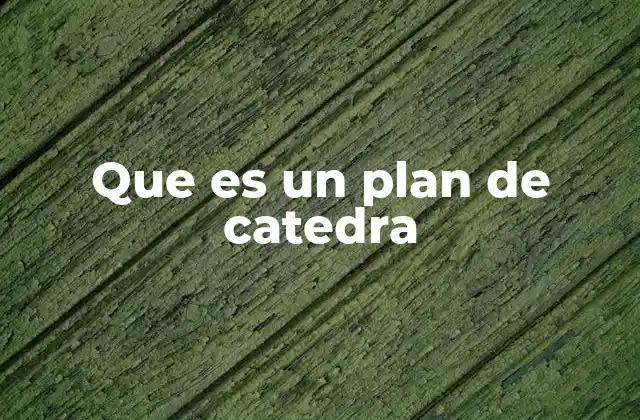Que es un Plan de Catedra
