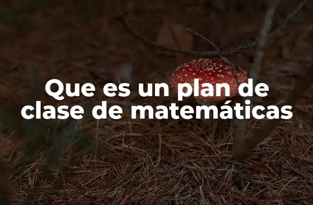 Que es un Plan de Clase de Matemáticas