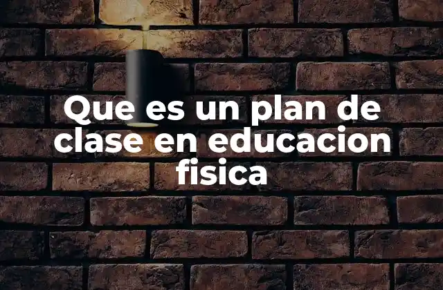 Que es un Plan de Clase en Educacion Fisica