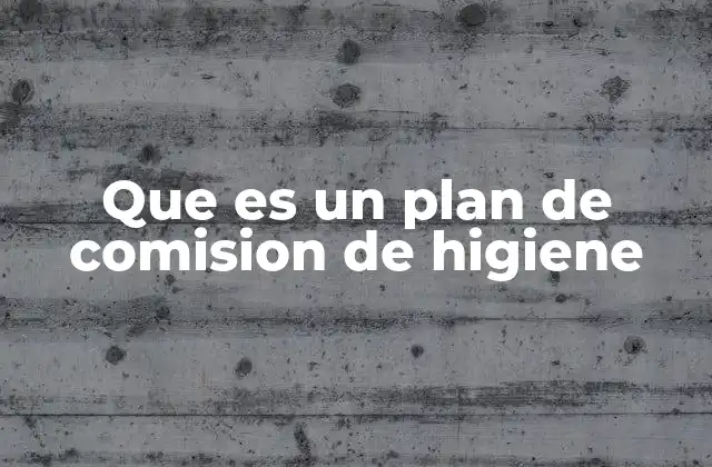 Que es un Plan de Comision de Higiene