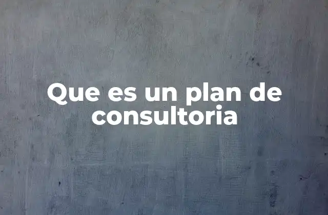 Que es un Plan de Consultoria