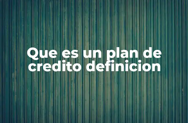 Que es un Plan de Credito Definicion