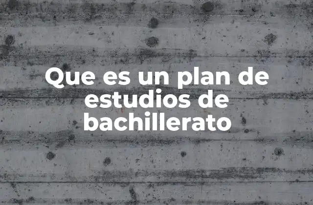 Que es un Plan de Estudios de Bachillerato