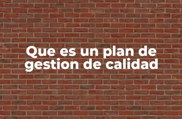 Que es un Plan de Gestion de Calidad