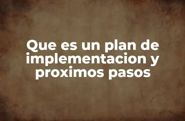 Que es un Plan de Implementacion y Proximos Pasos