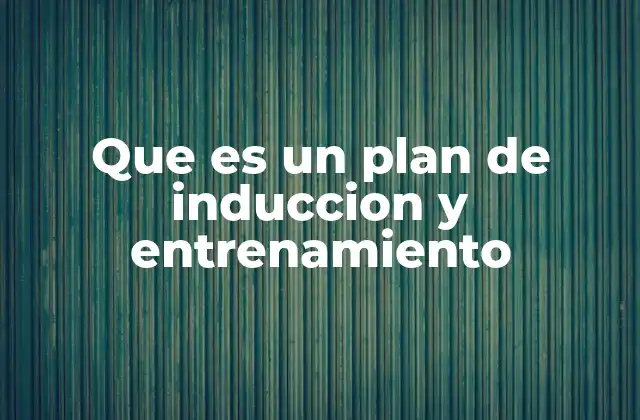 Que es un Plan de Induccion y Entrenamiento