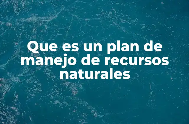 Que es un Plan de Manejo de Recursos Naturales