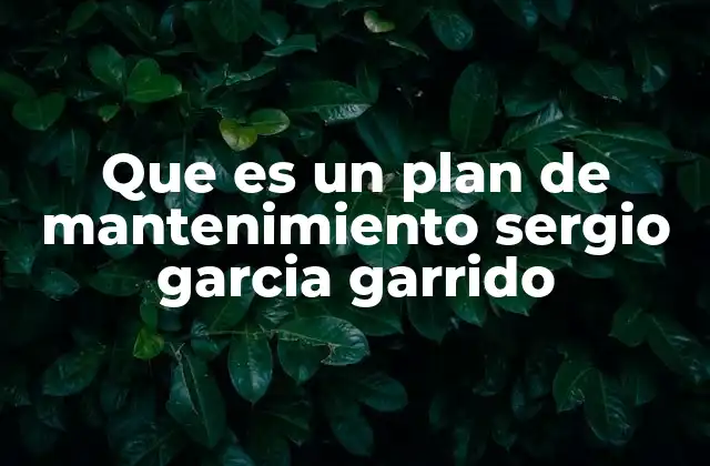 Que es un Plan de Mantenimiento Sergio Garcia Garrido