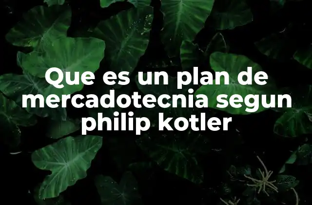 Que es un Plan de Mercadotecnia Segun Philip Kotler