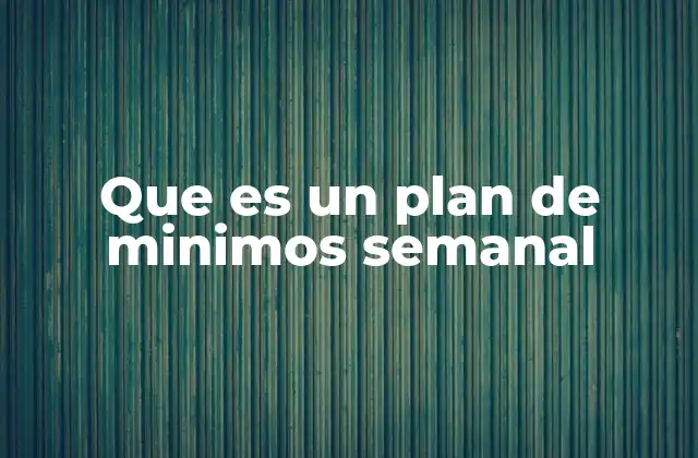 Que es un Plan de Minimos Semanal