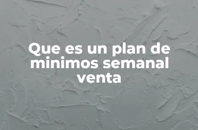 Que es un Plan de Minimos Semanal Venta