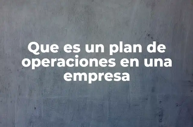 Que es un Plan de Operaciones en una Empresa