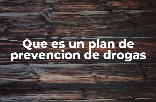 Que es un Plan de Prevencion de Drogas