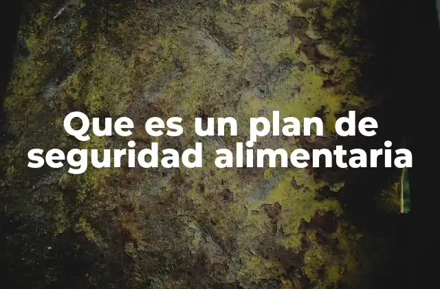 Que es un Plan de Seguridad Alimentaria