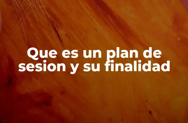 Que es un Plan de Sesion y Su Finalidad