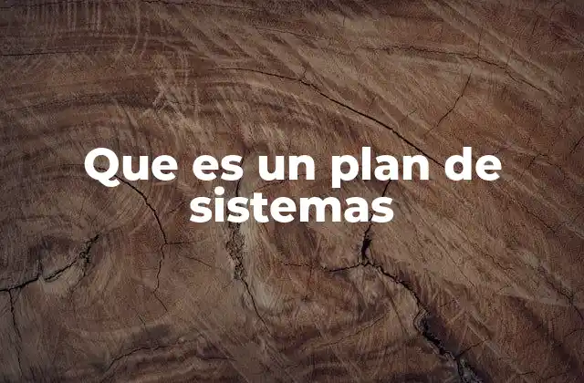 Que es un Plan de Sistemas