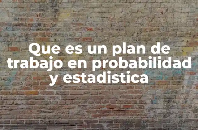 Que es un Plan de Trabajo en Probabilidad y Estadistica