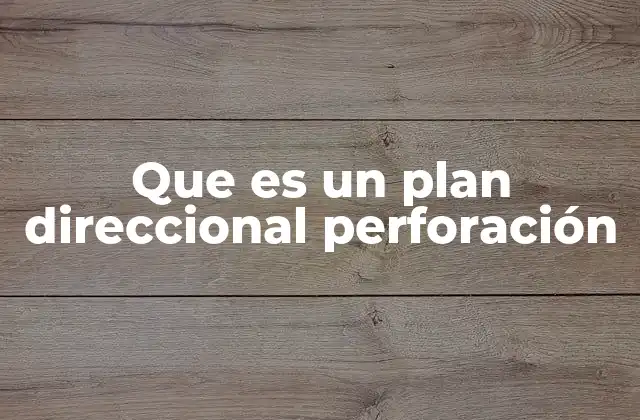 Que es un Plan Direccional Perforación