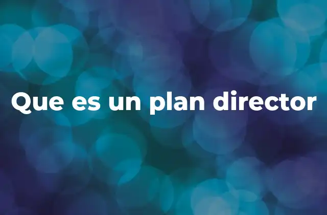 Que es un Plan Director
