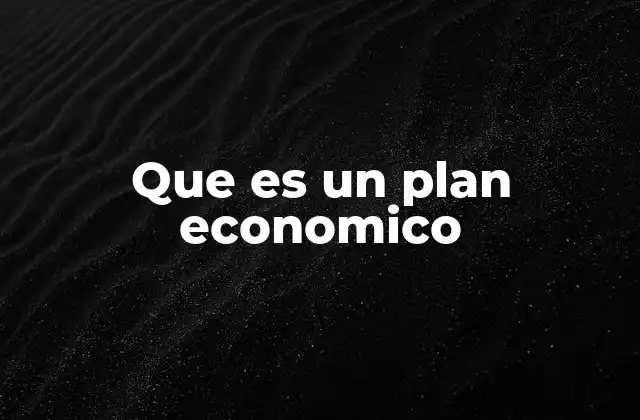 Que es un Plan Economico
