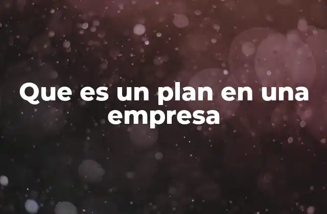 Que es un Plan en una Empresa