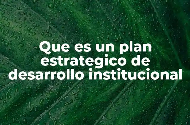 Que es un Plan Estrategico de Desarrollo Institucional