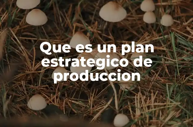 Que es un Plan Estrategico de Produccion