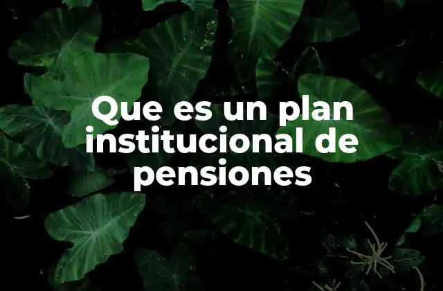 Que es un Plan Institucional de Pensiones