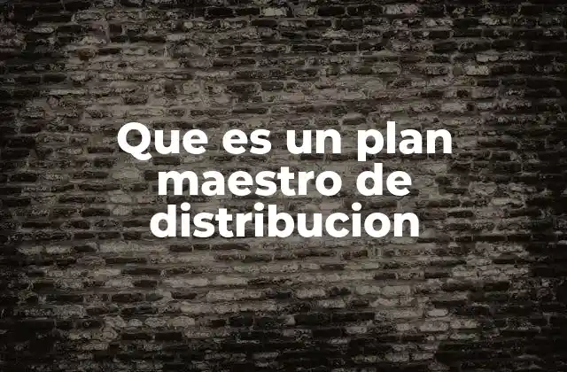 Que es un Plan Maestro de Distribucion