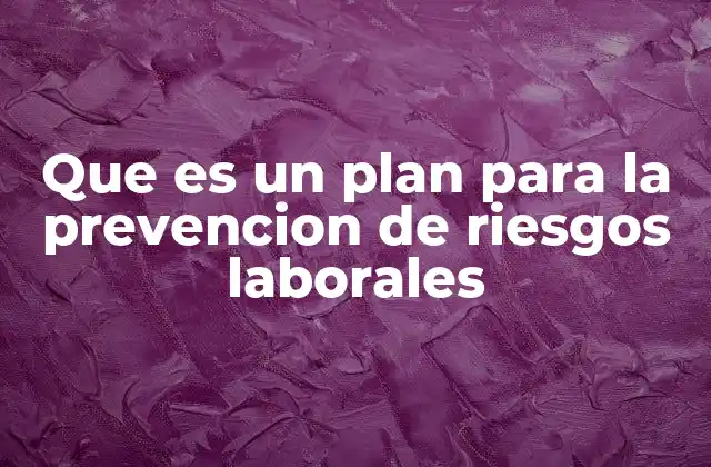 Que es un Plan para la Prevencion de Riesgos Laborales