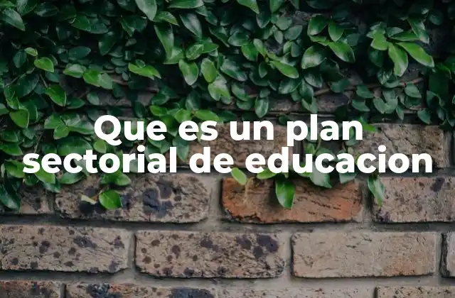 Que es un Plan Sectorial de Educacion