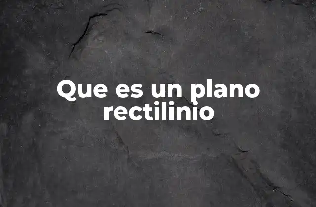 Que es un Plano Rectilinio
