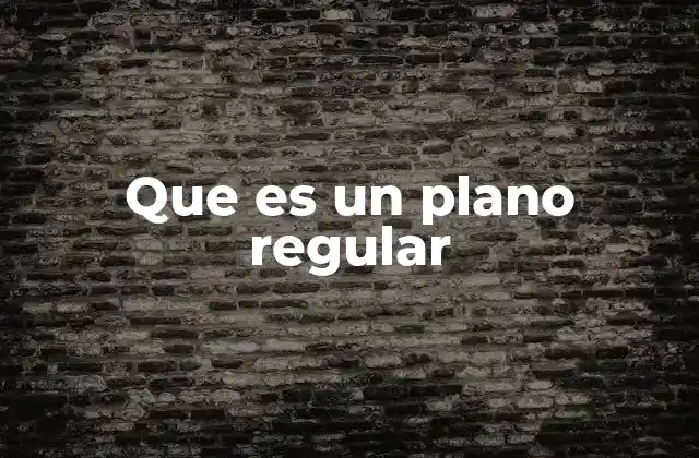 Que es un Plano Regular