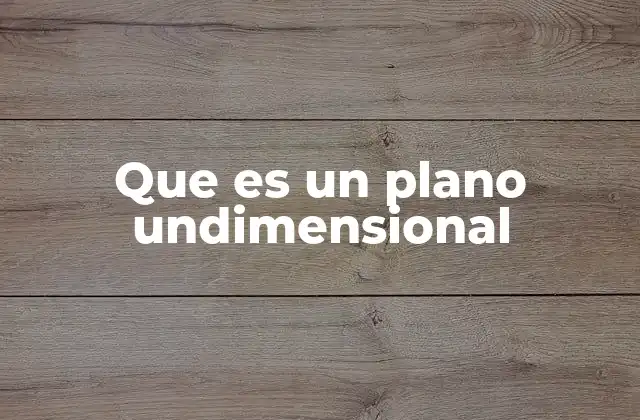 Que es un Plano Undimensional